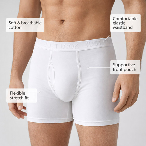 Mens boxer shorts white high - shorts,