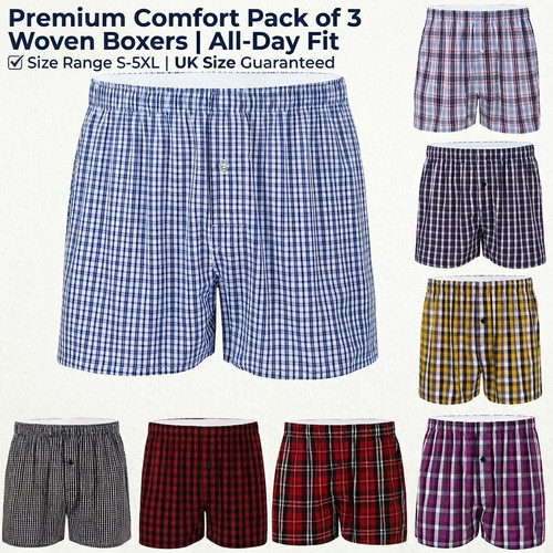 Pack mens woven boxer shorts - 3,